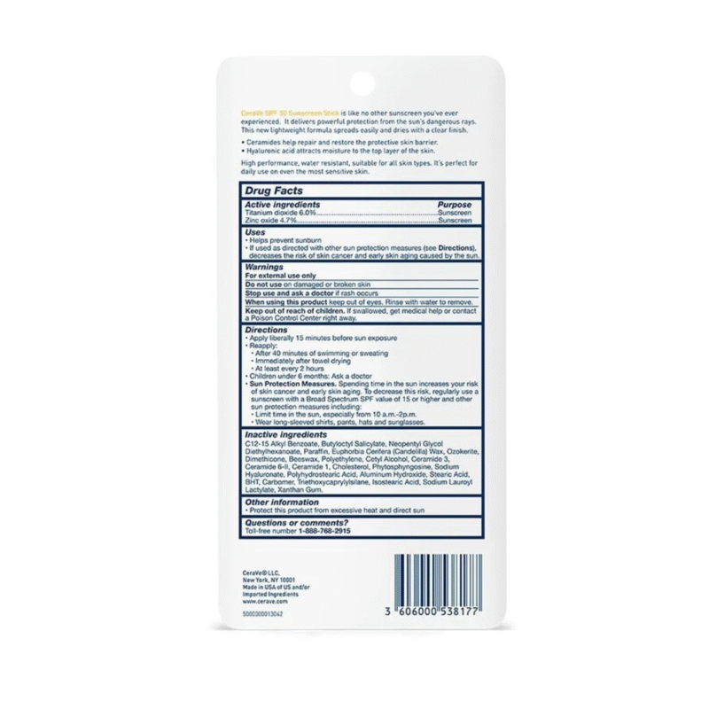 CeraVe Sunscreen Stick Broad Spectrum SPF 50 - Image 3