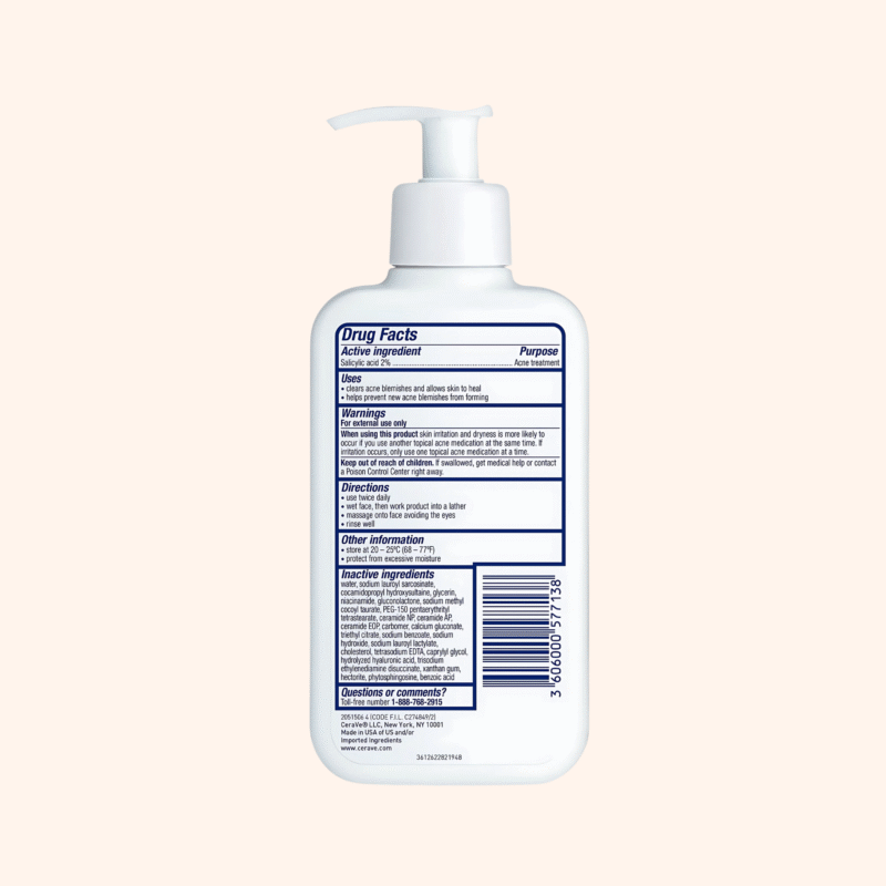 Cerave Acne Control Cleanser with 2% Salicylic Acid Acne Treatment 237ml - Image 2
