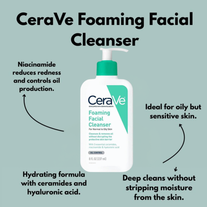 Cerave Foaming Facial Cleanser For Normal To Oily Skin (Made in USA) - Image 3