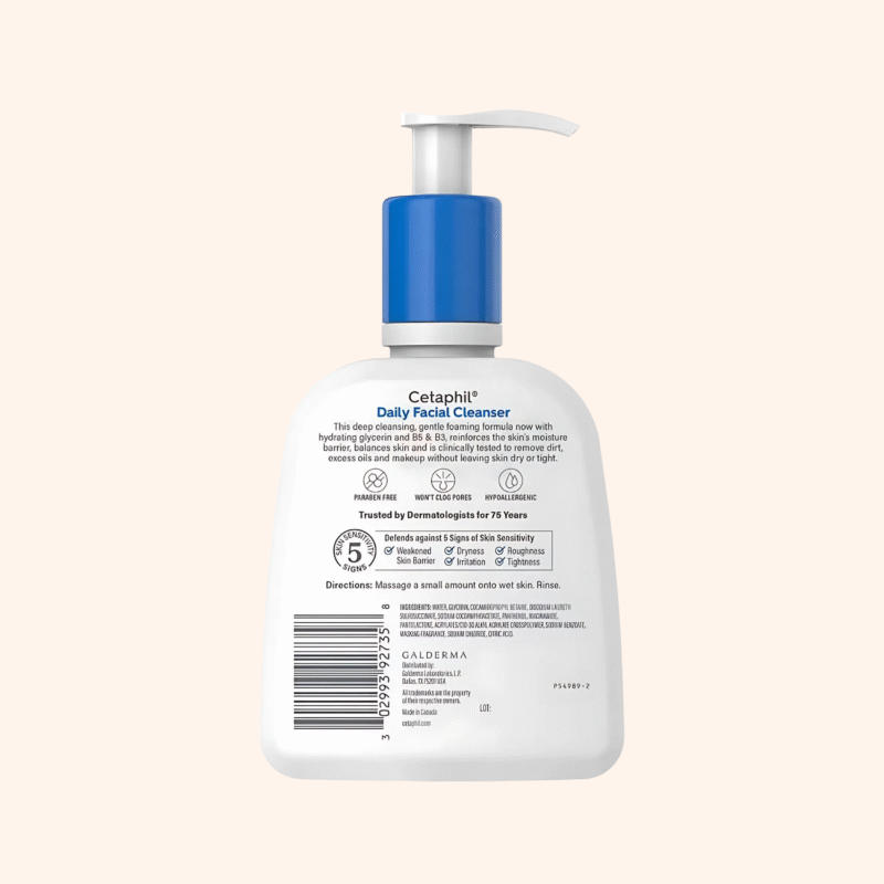 Cetaphil Daily Facial Cleanser for Normal to Oily Skin with Glycerin, Vitamins B3 & B5 - Image 2