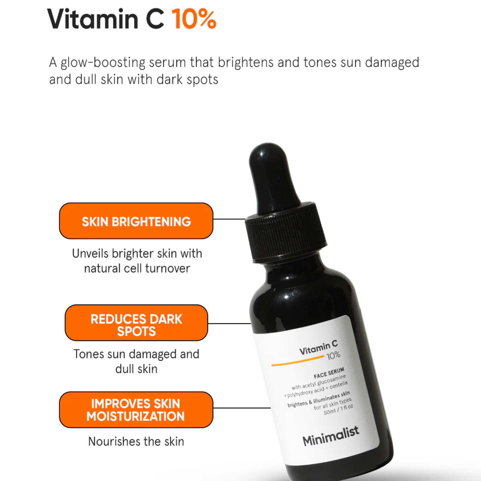Minimalist Vitamin C 10% Face Serum for All Skin Types 30ml - Image 3