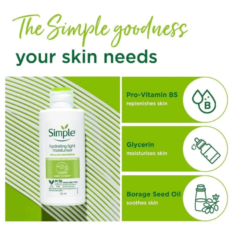 Simple Kind to Skin Hydrating Light Moisturiser with Vitamin B5+E & Niacinamide - Image 4