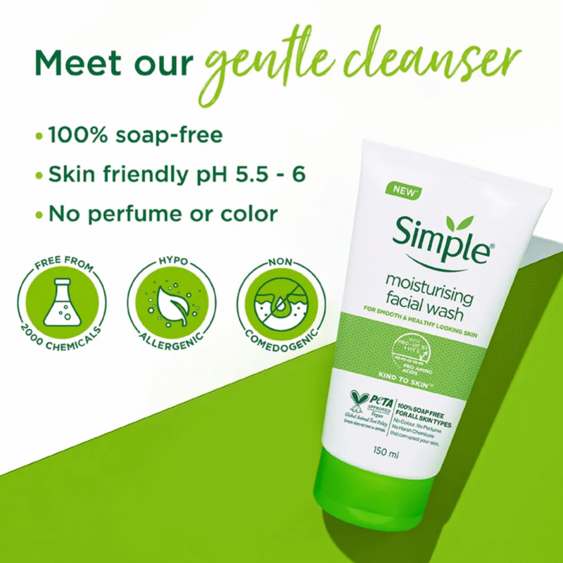 Simple Kind to Skin Moisturising Facial Wash 150ml - Image 4
