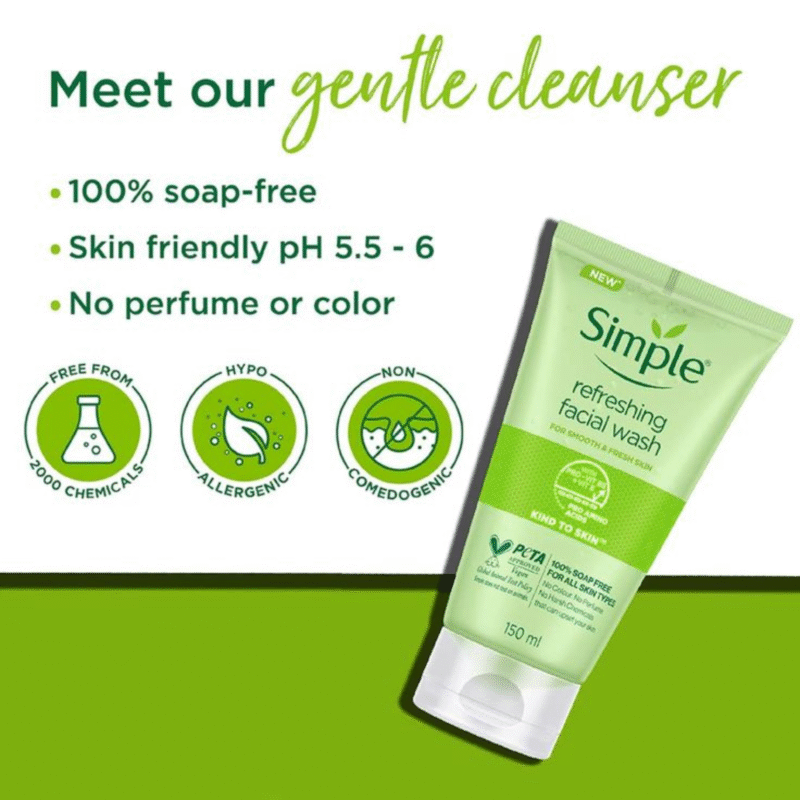 Simple Kind to Skin Refreshing Facial Wash with Vitamin B5+E - Image 5