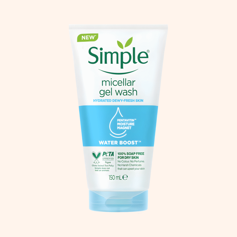 Simple Water Boost Micellar Facial Gel Wash for Hydrated Dewy-Fresh Skin 150ml