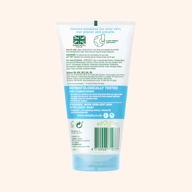 Simple Water Boost Micellar Facial Gel Wash for Hydrated Dewy-Fresh Skin 150ml - Image 2